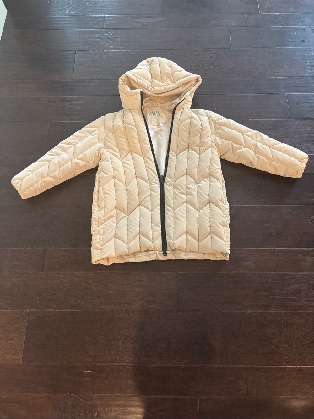 Zara Kids Cream Hooded Puffer Jacket